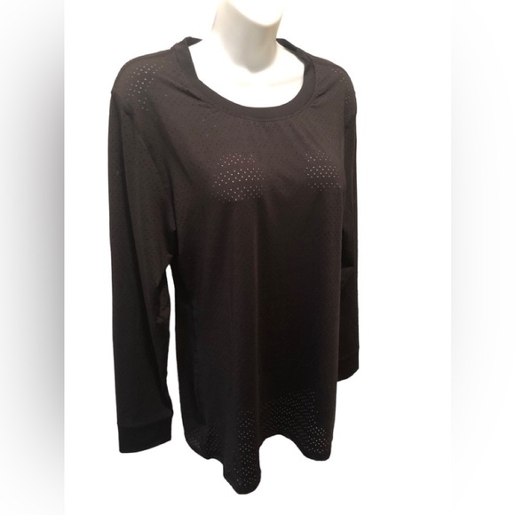 Zyia Black Chill Long Sleeve Tee Sz. XL Breathable Yoga Work Out Top Athletic - Picture 6 of 7